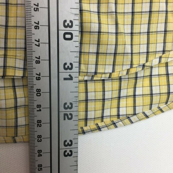 Roundtree & Yorke Mens Plaid Yellow Short Sleeved Shirt Size XL - Picture 5 of 7